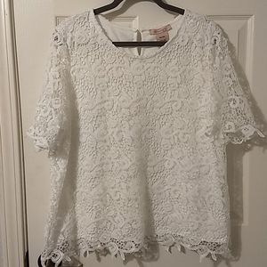 White lace short sleeve top